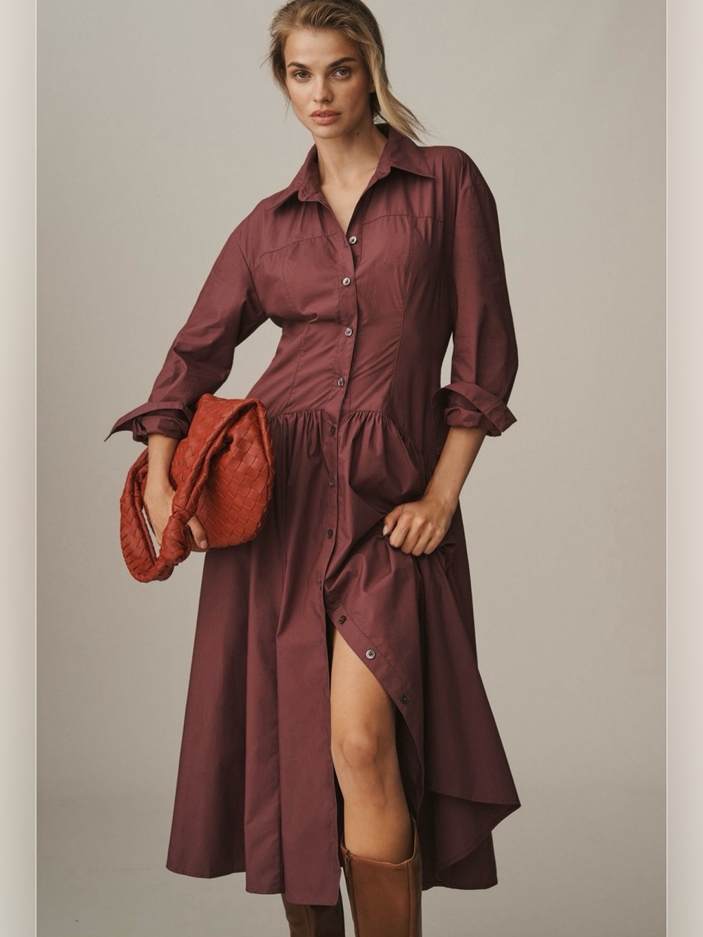 By Anthropologie drop waist midi shirt dress
